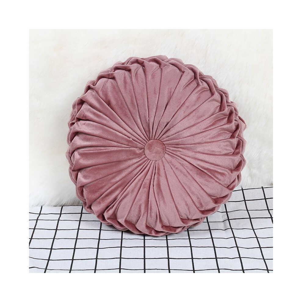 (Dark Pink) Plush Round Pleated Pumpkin Pillow Couch Cushion Floor Pillow For Home Decor