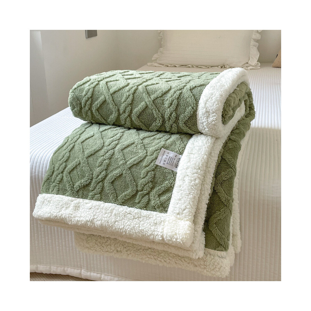 (Green, 100x150cm) Winter Thickened Blanket Double Sided Fluff Plush Double Layer 3d Bed Sofa Warm-image-OPC-PJVM2ZB-NEW