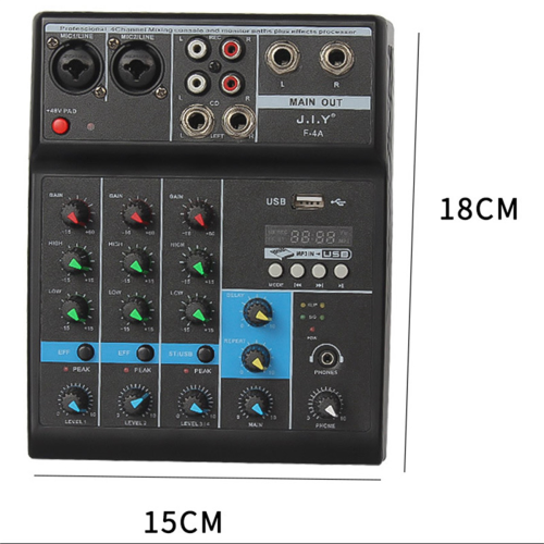 4 Channel Bluetooth Mixer Audio Mixing DJ Console with Reverb Effect 2