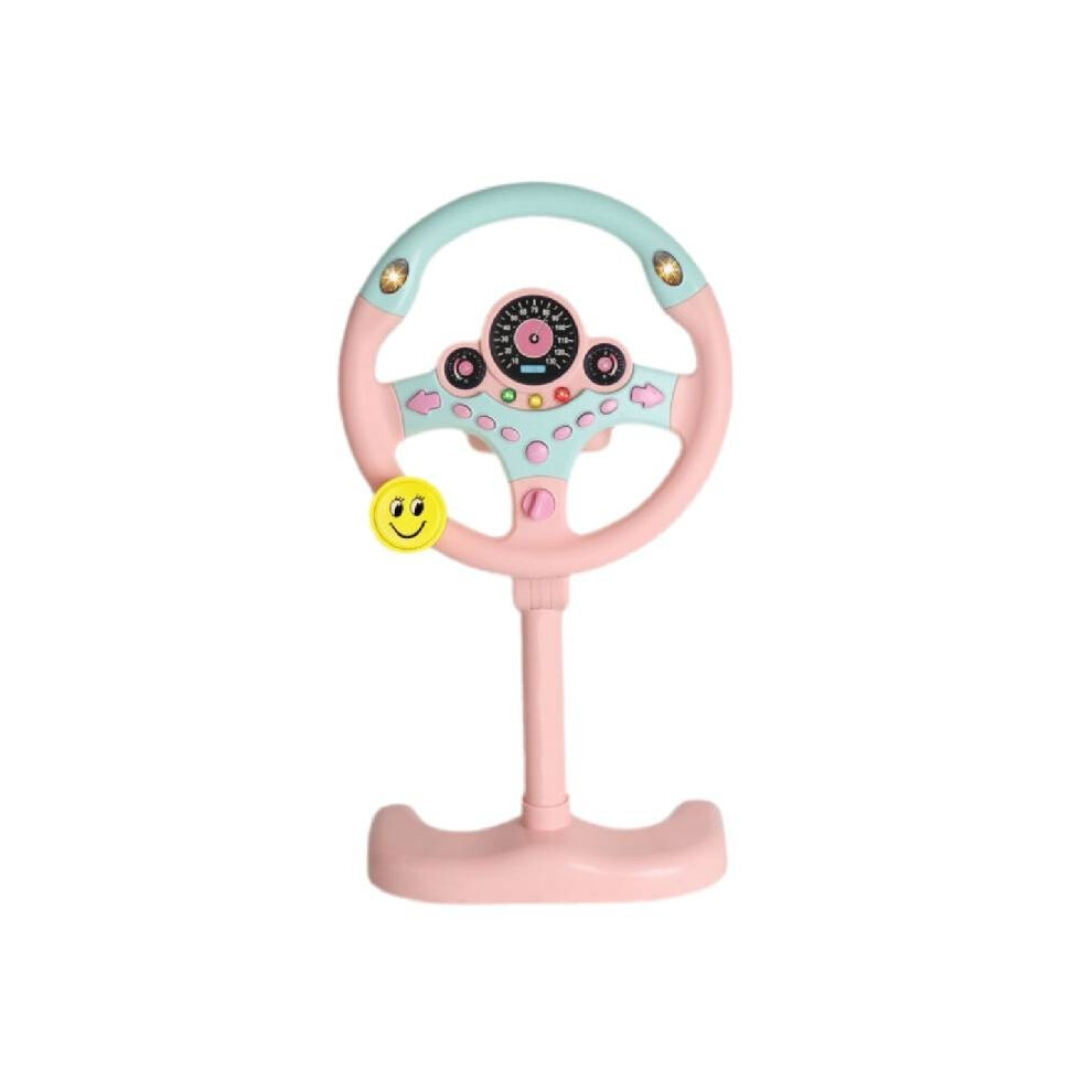 () Wheel Steering Toy For Car Seat With Music Sound Simulated Driving For Kid Pink/Light