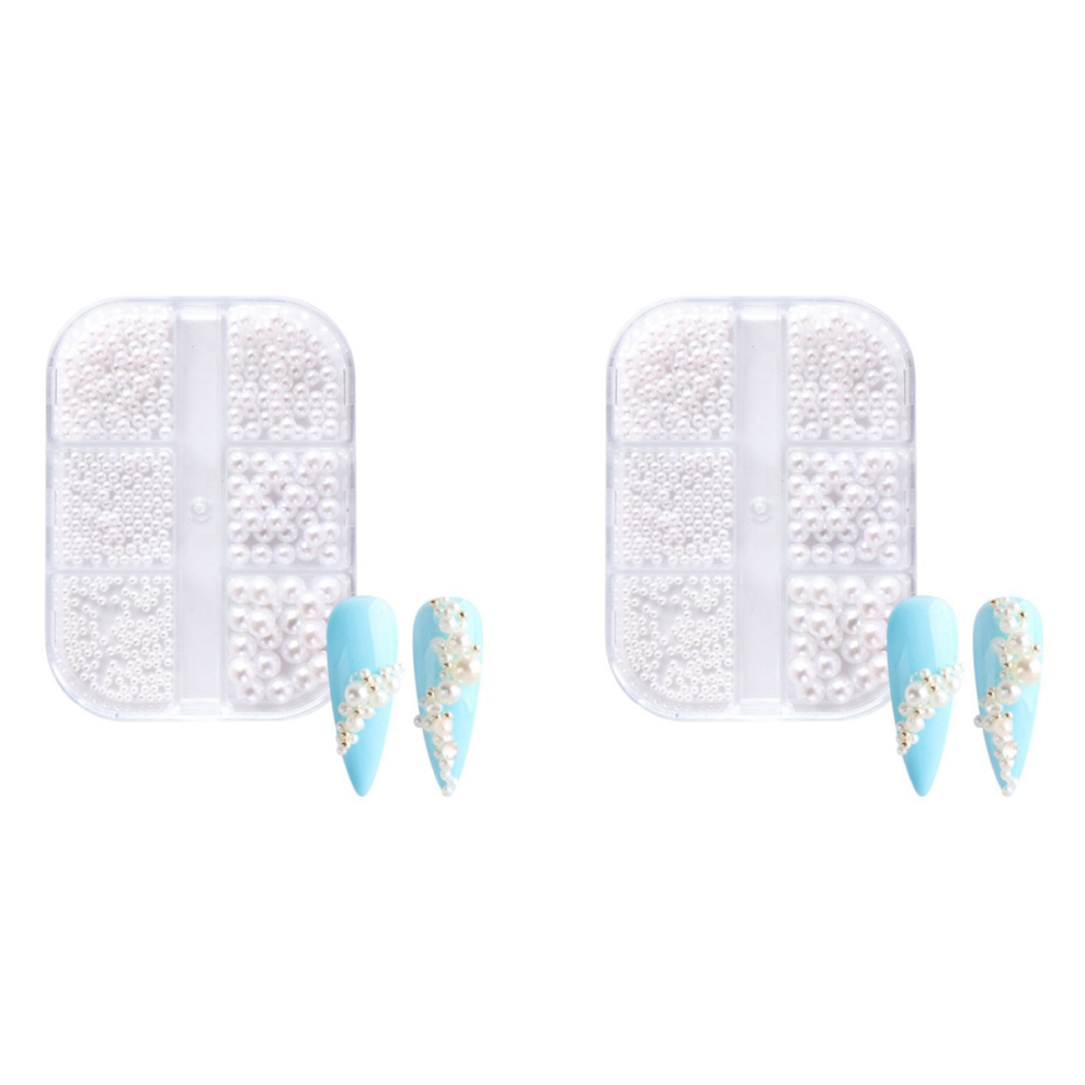 1Box Pearl Decorations Nail Charms White Round Nail Parts Color:ZZ13