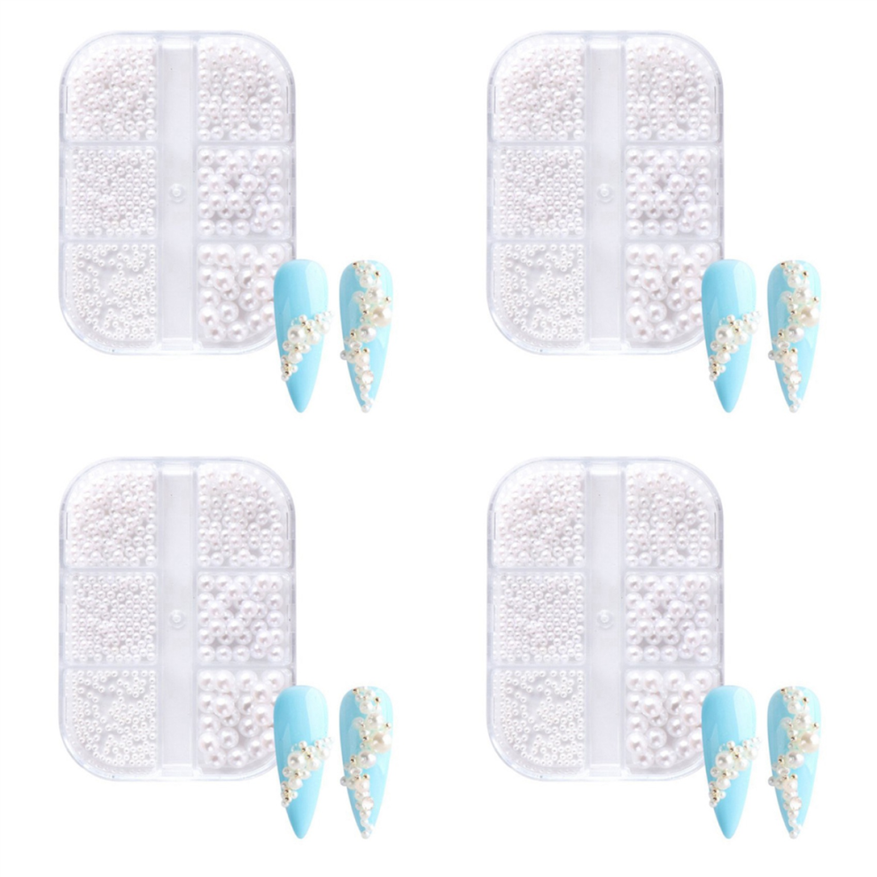 1Box Pearl Decorations Nail Charms White Round Nail Parts Color:ZZ13