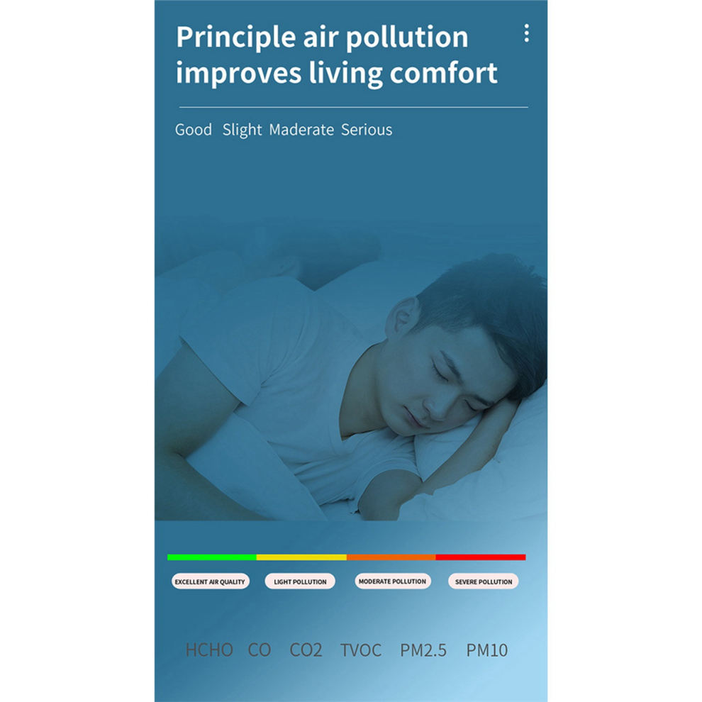 White 6 In 1 Pm2.5 Pm10 Hcho Tvoc Co Co2 Air Quality Detector,