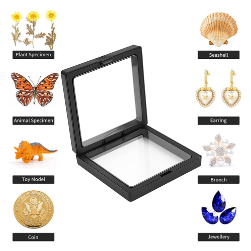 4 Pcs Holder 3D Floating Frame with Bracket Coin Black 2