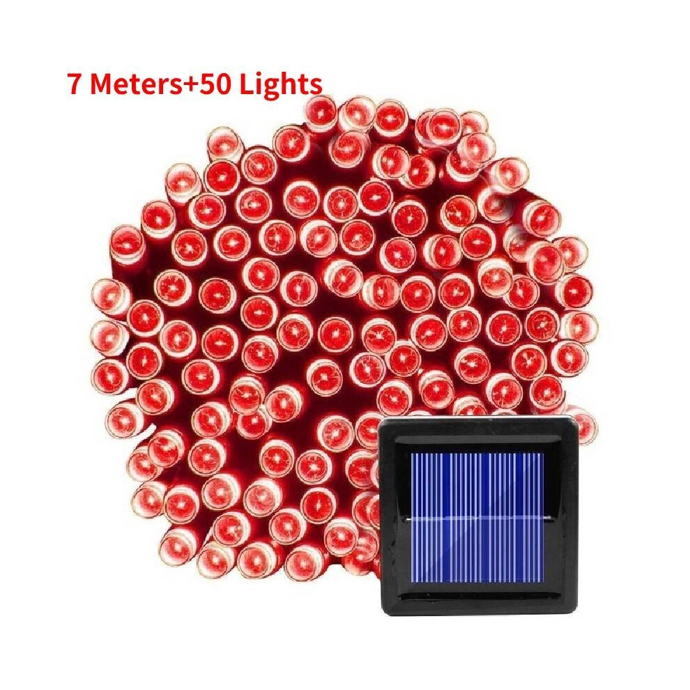 (, 700Cm/275.59In) Christmas Led Garland Fairy Outdoor Solar Powe String Mode 8 Lights Red/Light