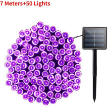 (Purple, 700cm/275.59in) Christmas Led Garland Fairy Light Outdoor Solar Powered String Mode 8 Lights