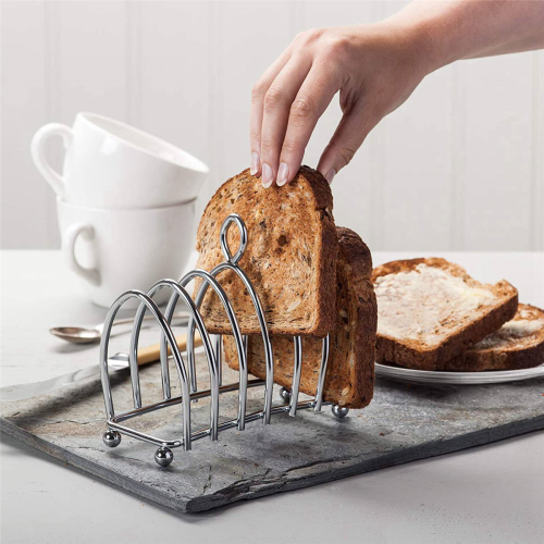 Toastbrødholder til 6 ristbrød i rustfrit stål med håndtag 2