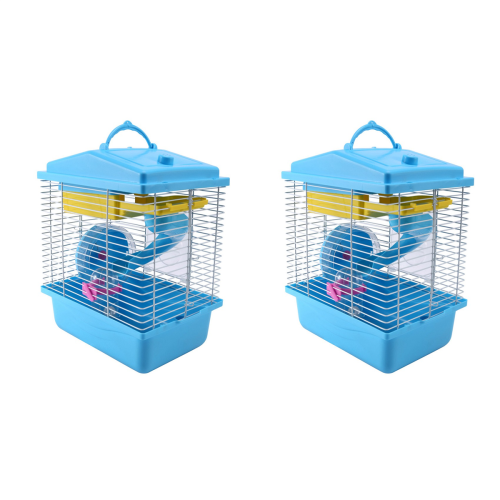 Pet Cage Hamster Cottage with Skylight Double Layer House Blue
