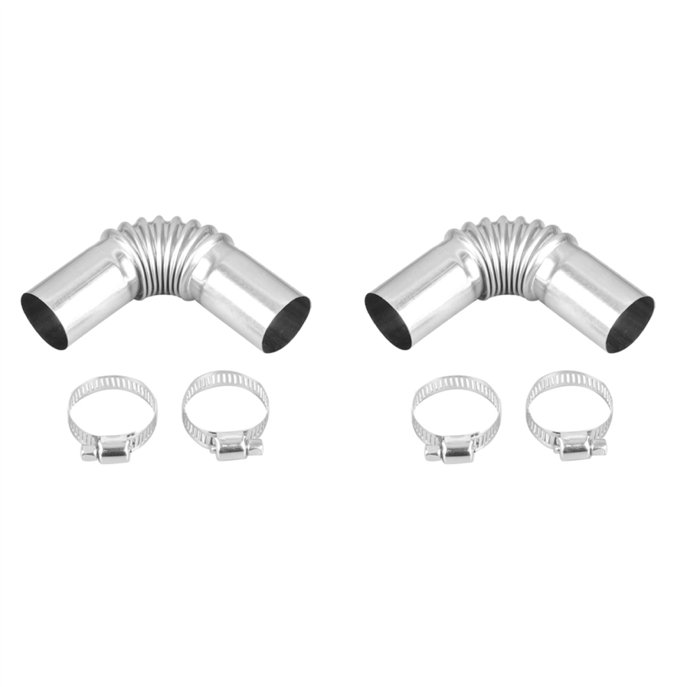 2X Car Heater Air Vent Ducting Elbow Pipe Outlet Exhaust Connector Silver 4713866723834