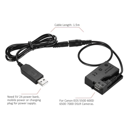 -E8 Dummy-batteri til 550D 600D 650D 700D DSLR-kameraer 1