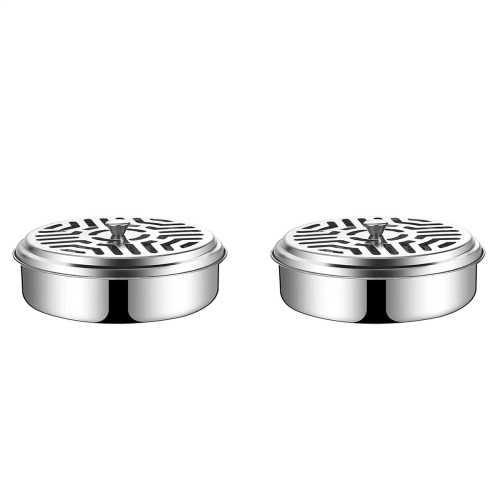 2X Stainless Steel Holder, Fireproof Mosquito Spiral Container
