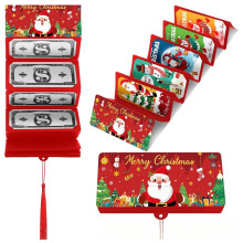 (red) 10pcs Christmas Money Holder Wallet Surprise Greeting Card For Xmas