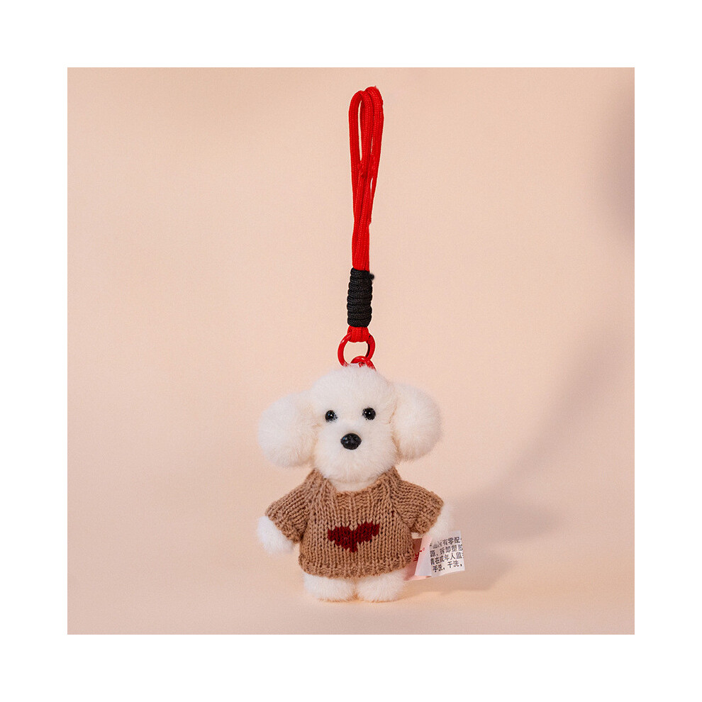 (Brown ) Stuffed Teddy Dog Animal Keychain With Sweater Cute Cartoon Pendant Plush Toy-image-OPC-PJVNYPN-NEW