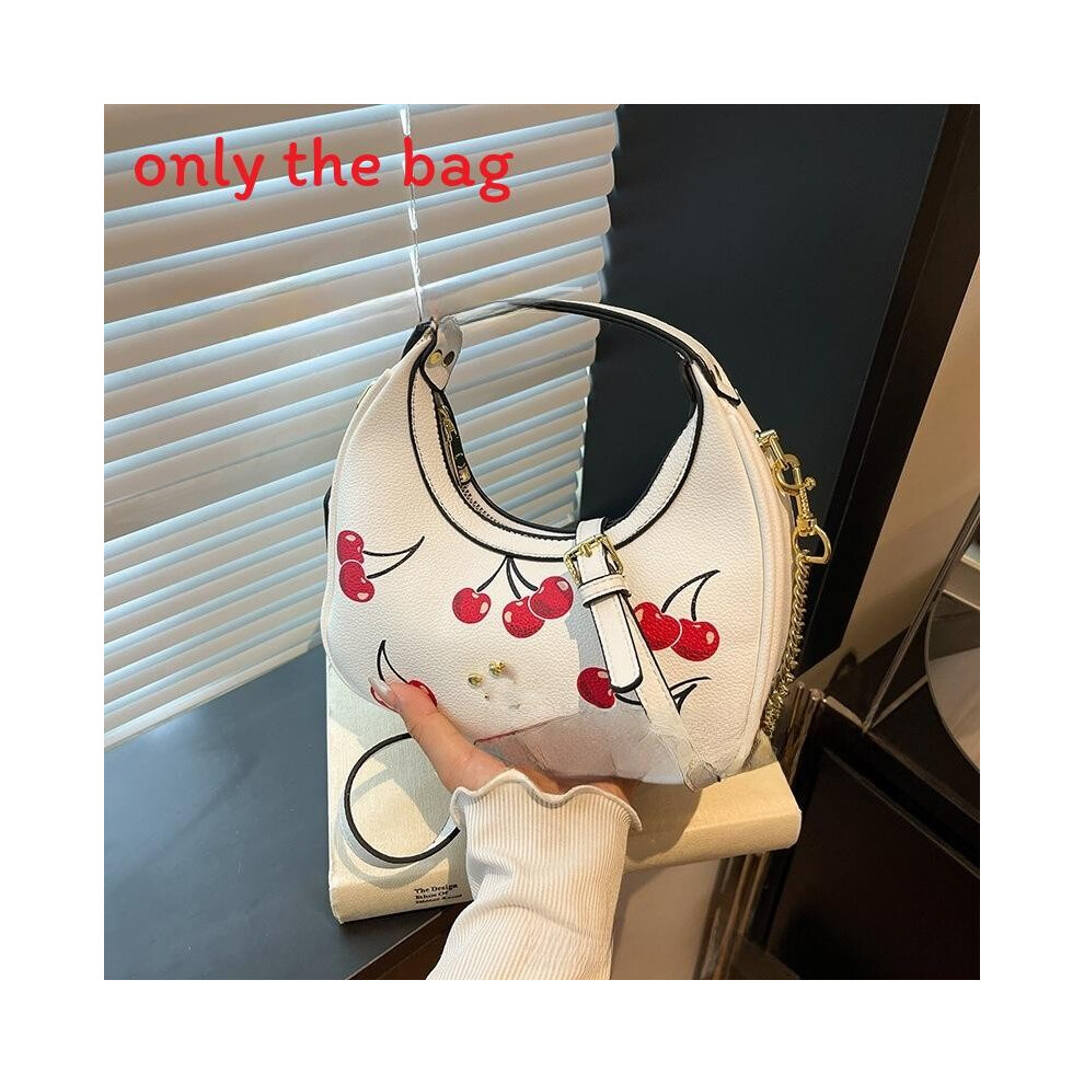 (White Cherry) Fashion Shoulder Crossbody Bag With Cherry Print And Chain For Daily Design-image-OPC-PJVP9TB-NEW