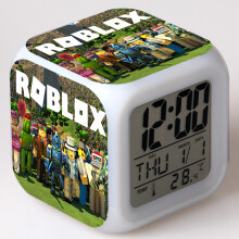 (Green)Roblox afdrukalarm gloeiende LED kleurverandering digitale kleurrijke luminescente klok