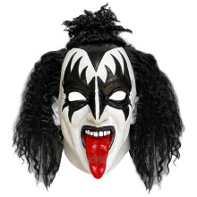 (Red)Máscara Completa Kiss Gene Simmons Banda de Rock Halloween Juegos con disfraces Accesorios Material Látex
