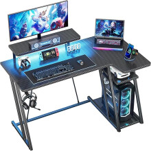 Gaming Desk with LED Lights, 100CM with Monitor Stand, L Shaped