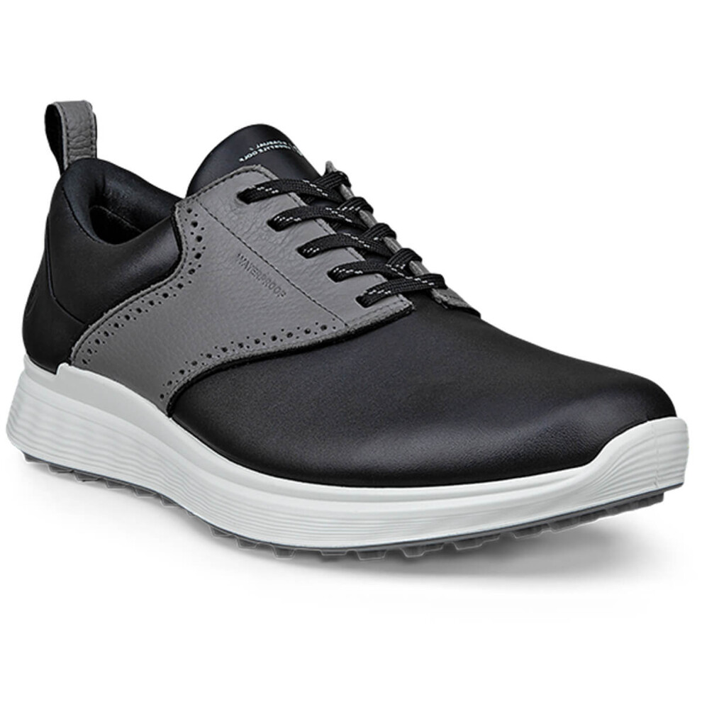(UK 8-8.5, Black/Steel) Ecco Mens 2025 Golf S-Casual Hybrid Leather Waterproof Spikeless Golf Shoes-image-OPC-PJVQWKG-NEW