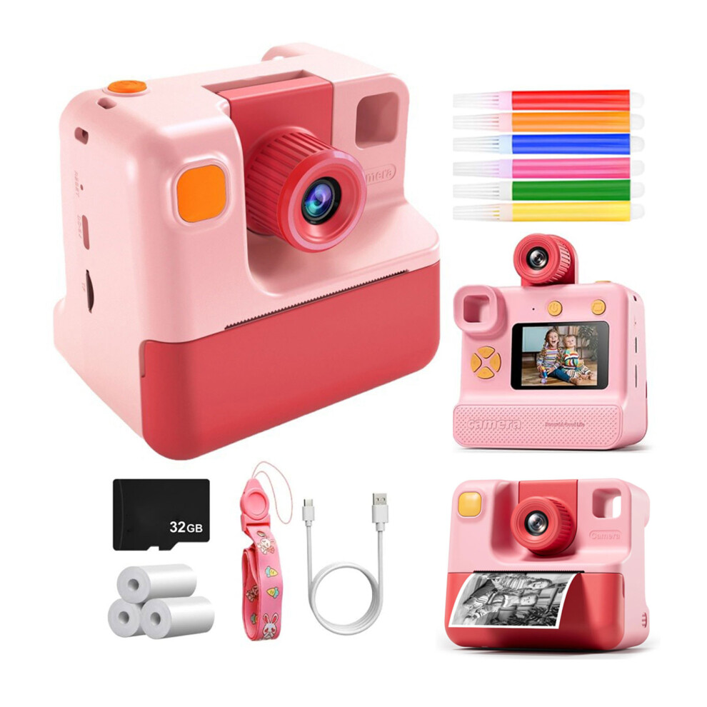 Girls Pink/Red ( Red) Kids Camera Instant Print Kids Instant Print Camera Instant Camera