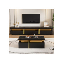 Wandmeubel TV zwart, wandmeubel TV voor de woonkamer, salontafel + TV-standaard, multifunctionele kastset