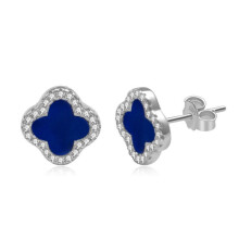 (PED414Platinum (lapis lazuli) with silver ear plugs, 925 silver) Light luxury stud earrings, a niche design for women: white mother-of-pearl and black agate earrings for women
