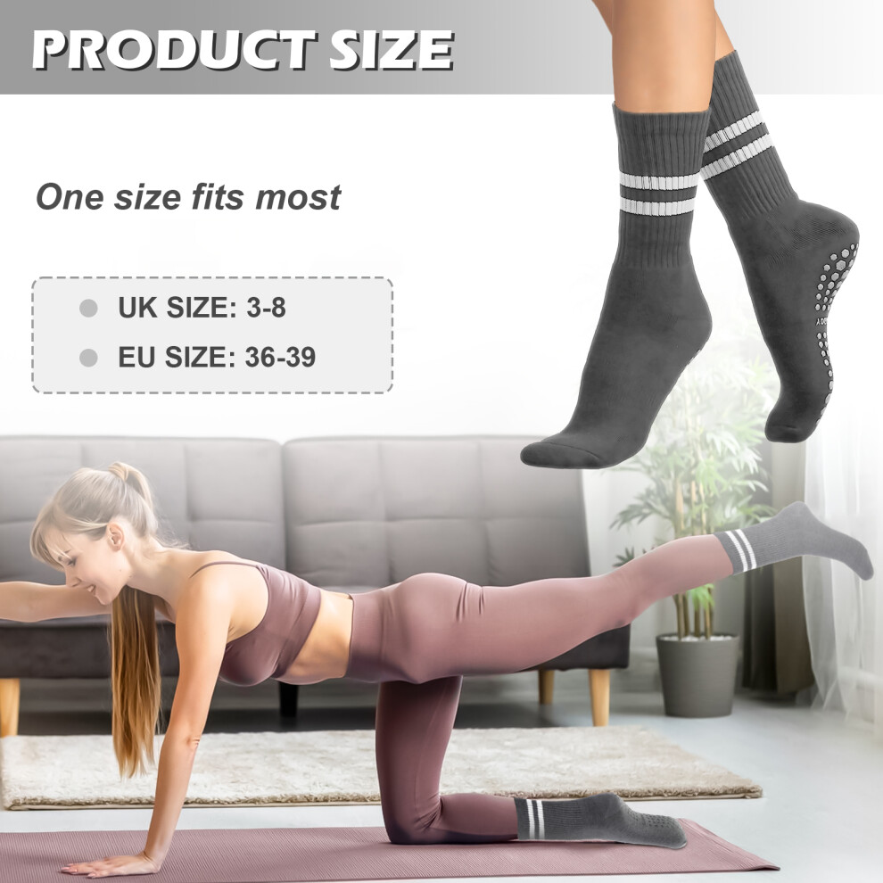 (White Pink Purple) 3pair Anti Slip Non-Slip Yoga Socks With Grips Pilates Socks For Women-image-OPC-PJVRKN2-NEW