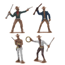 4 Pieces Western Cowboy Miniature Figures for Table Decor and Party Favors, Detailed Toy Models for Birthday and Western Theme Events