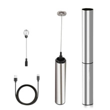 Electric USB Milk Frother Foam Maker Whisk Blender Rechargeable Handheld Kitchen Tool for Lattes and Cappuccinos
