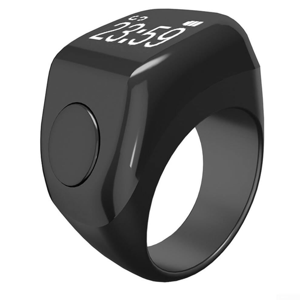 Smart Prayer Counting Ring With Vibration And Oled Display In - Innovative Design For Easy Tracking Black 6447073743191