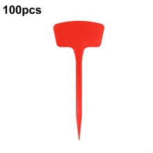 T-Shaped Plant Identification Tags, 100 Durable Garden Labels, Red, for Easy Plant Organization and Labeling