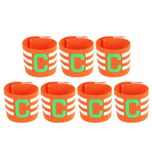 7 Pack Nylon Soccer Captain Armbands for Youth and Adults, Elastic Sports Arm Bands in Orange for Team Training