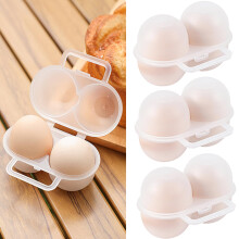 Egg Box for 2 Eggs, Pack of 3 Plastic Egg Transport Containers for Fridge, Outdoor, Camping, and Travel