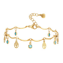 Gold-Plated Adjustable Women's Ankle Bracelet with Tree of Life Design for Beach Parties and Daily Wear