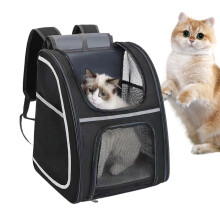 Cat Carrier Backpack, Breathable for Kittens and Puppies, Reflective Stripes, Travel Daypack for Pets, Toys, and Snacks