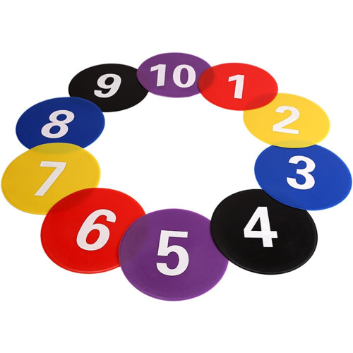 Soccer Nonslip Floor Marker Numbered Floor Spots for Training, Durable Rubber, Color-Coded, 10cm Diameter 2