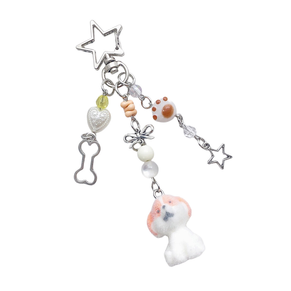 White Couple Dog Phone Charm Keychain 7755300065749