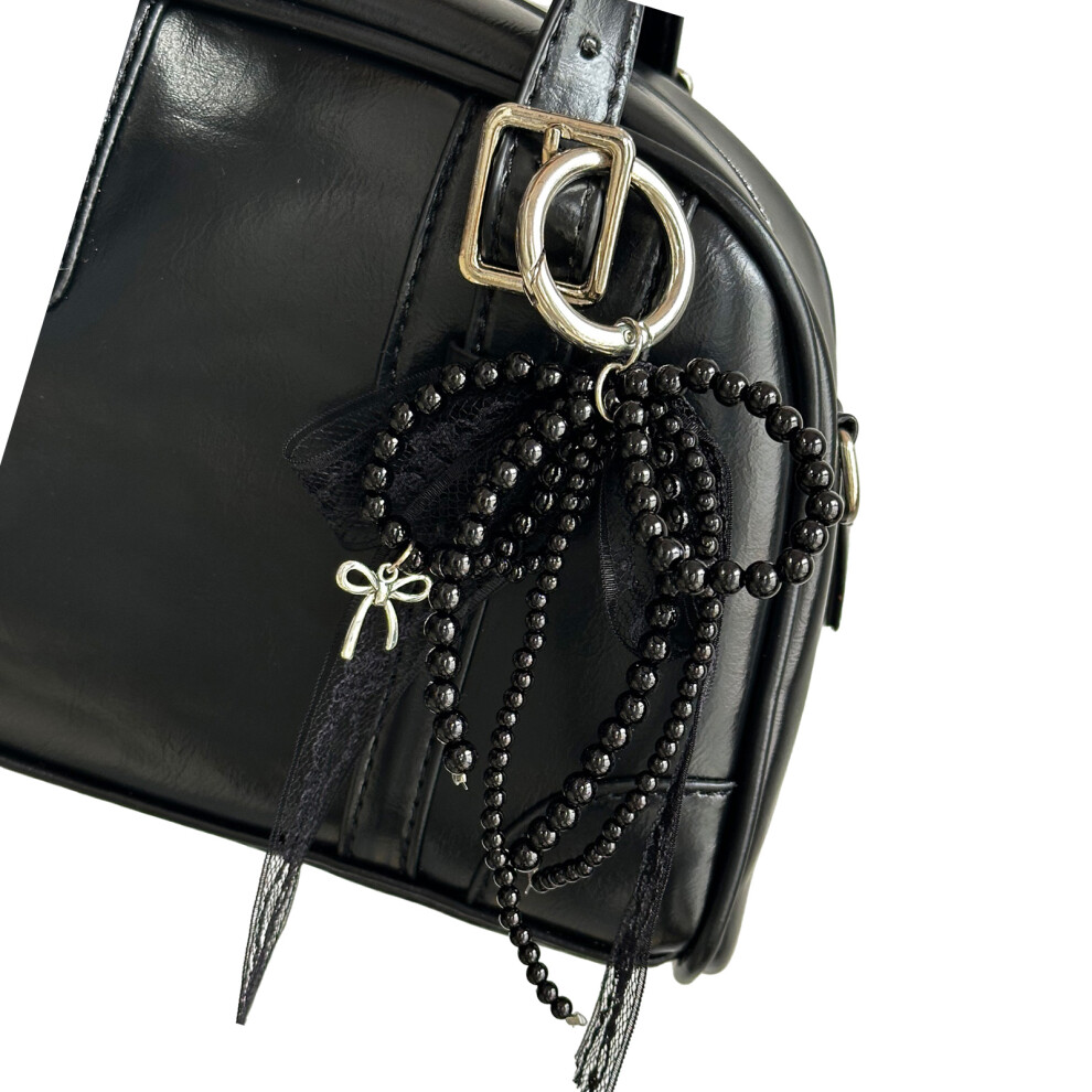 Black Imitation Pearls Bowknot Keychain Butterfly 7755300064926