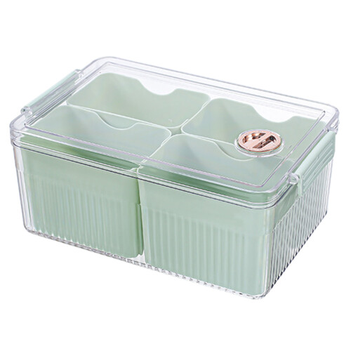 Green 4 Divider Refrigerator Storage Box