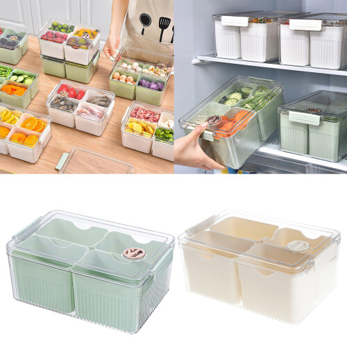 Green 4 Divider Refrigerator Storage Box 1