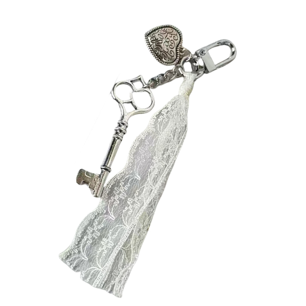 White Unique Lace Tassels Keychain Love 7755310059837