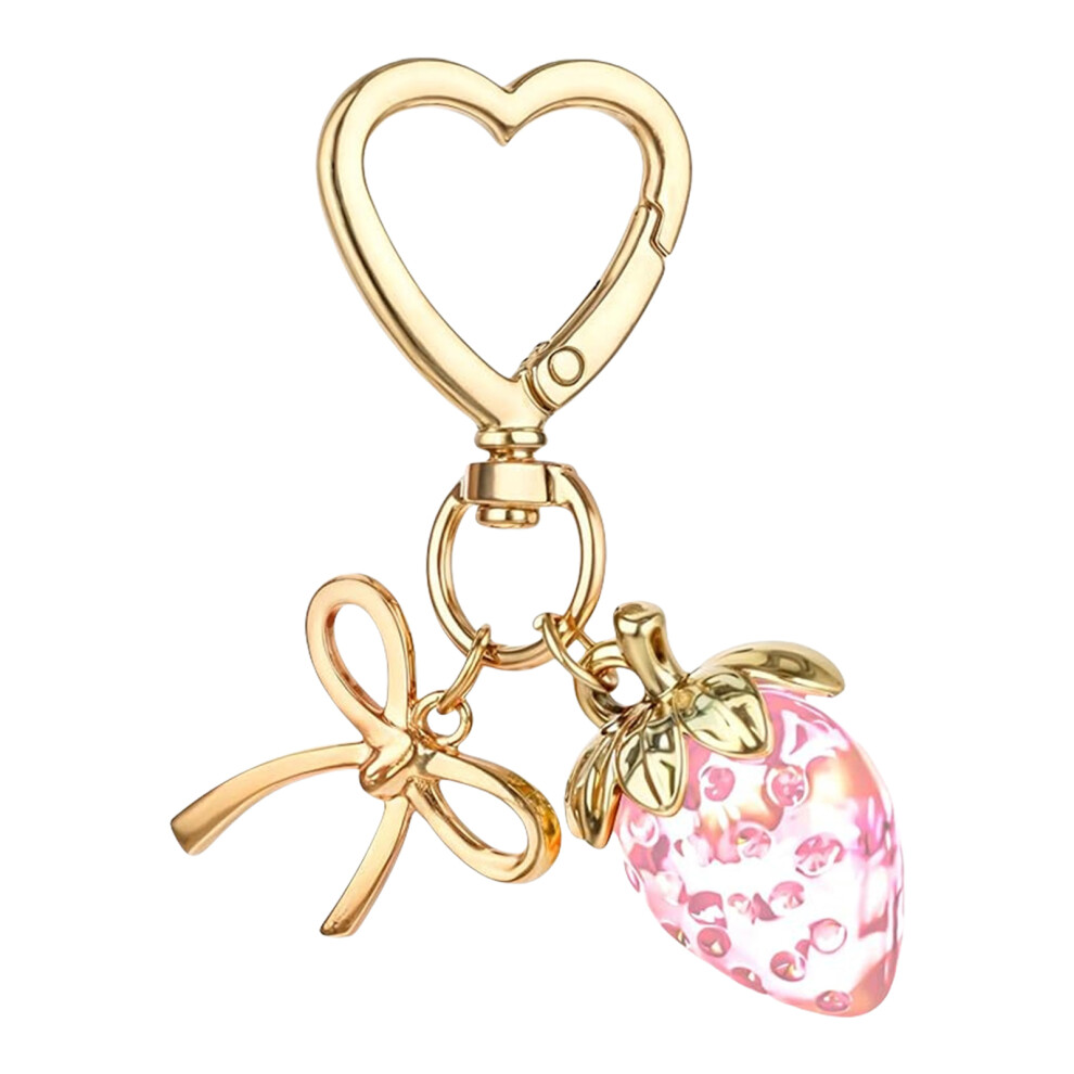 Pink Handmade Strawberry Bowknot Keychain For 7755310060024