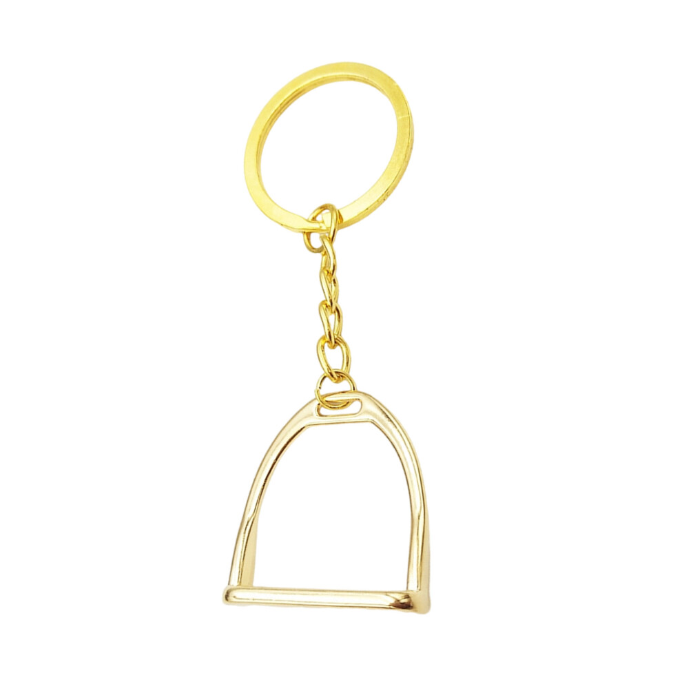 Gold Equestrian Charm Keychain Stirrups Pendant 7755310063438