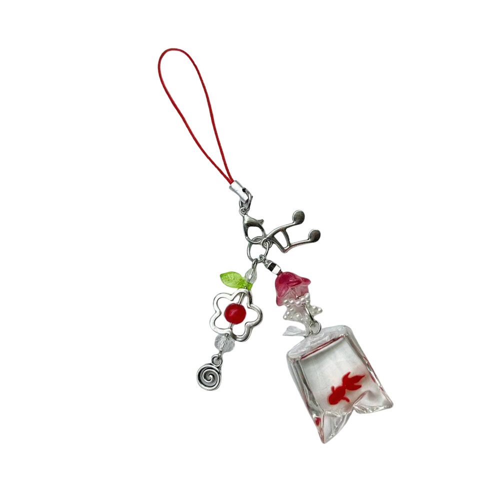 Fashion Fish Bead Phone Charm Red 7755310062912