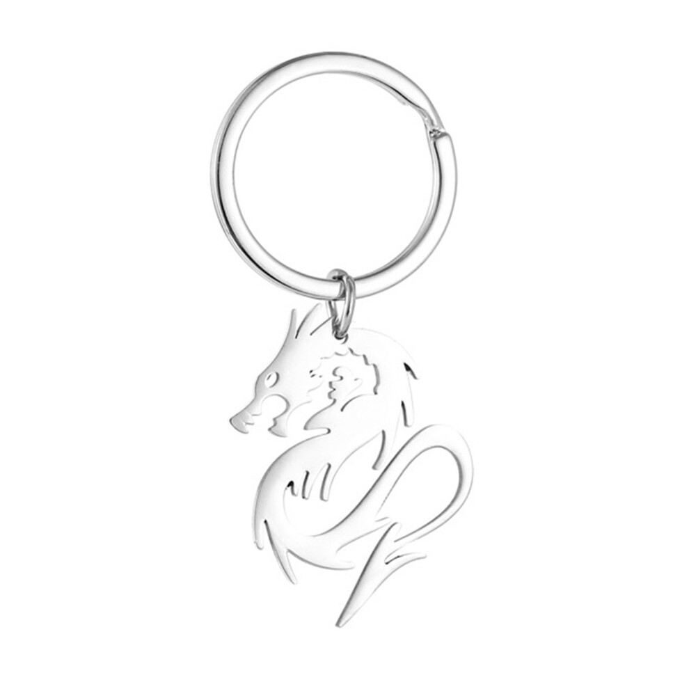 Silver Fashion Dragon Charm Keychain Stainless 7755310066538