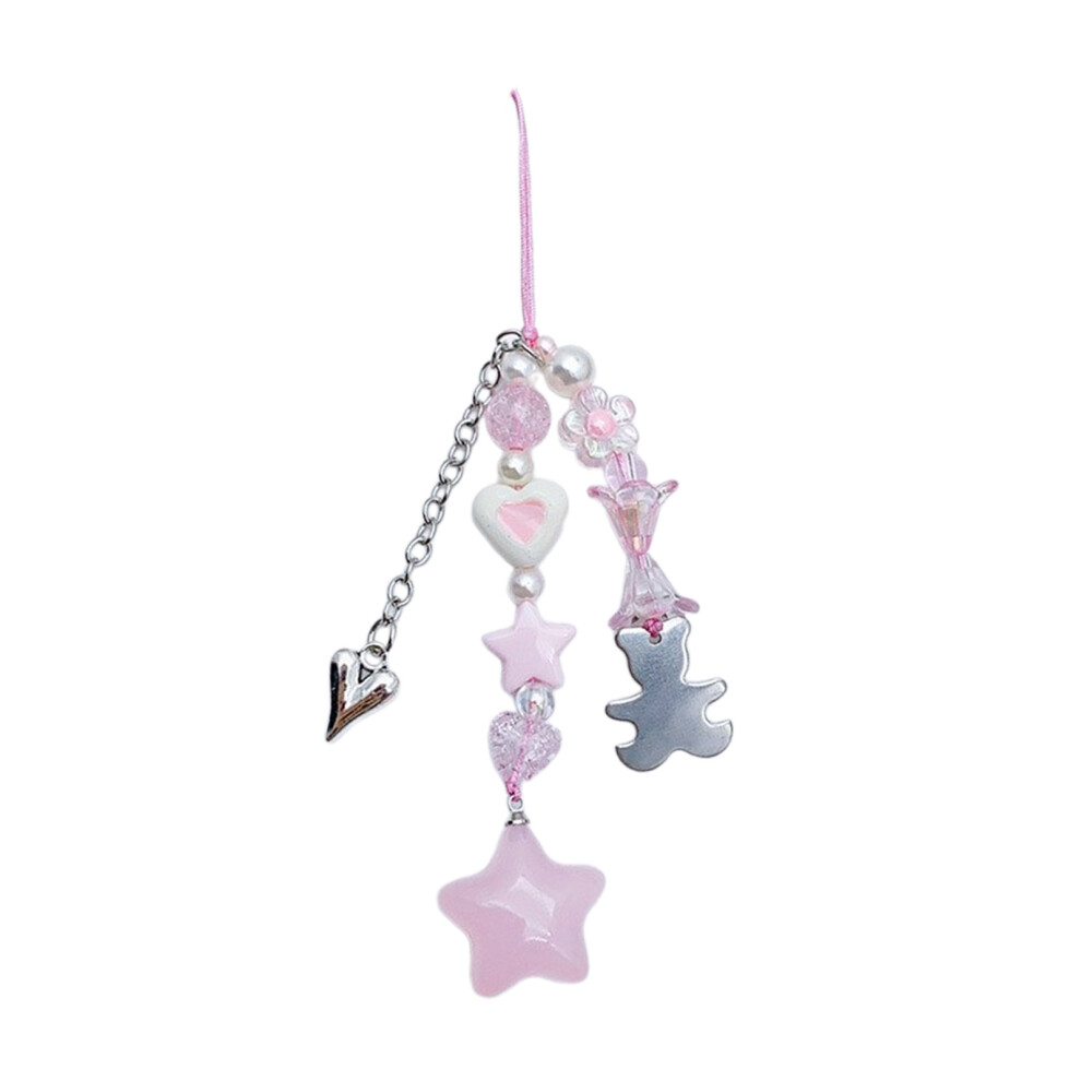 Pink Star Bead Tassels Pendant Phone 7755310065982