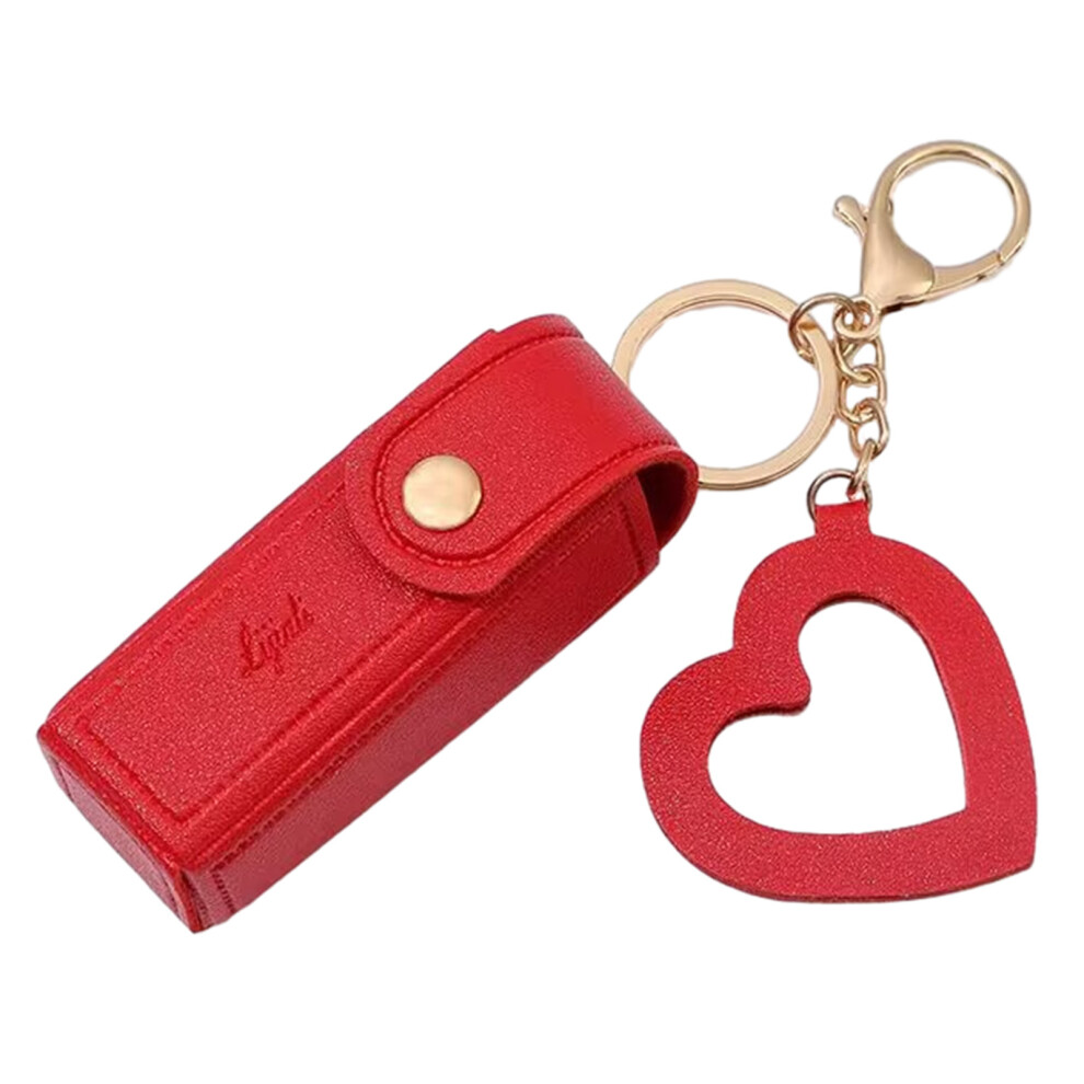 Red Lipstick Keychain Leather Lipstick Bag