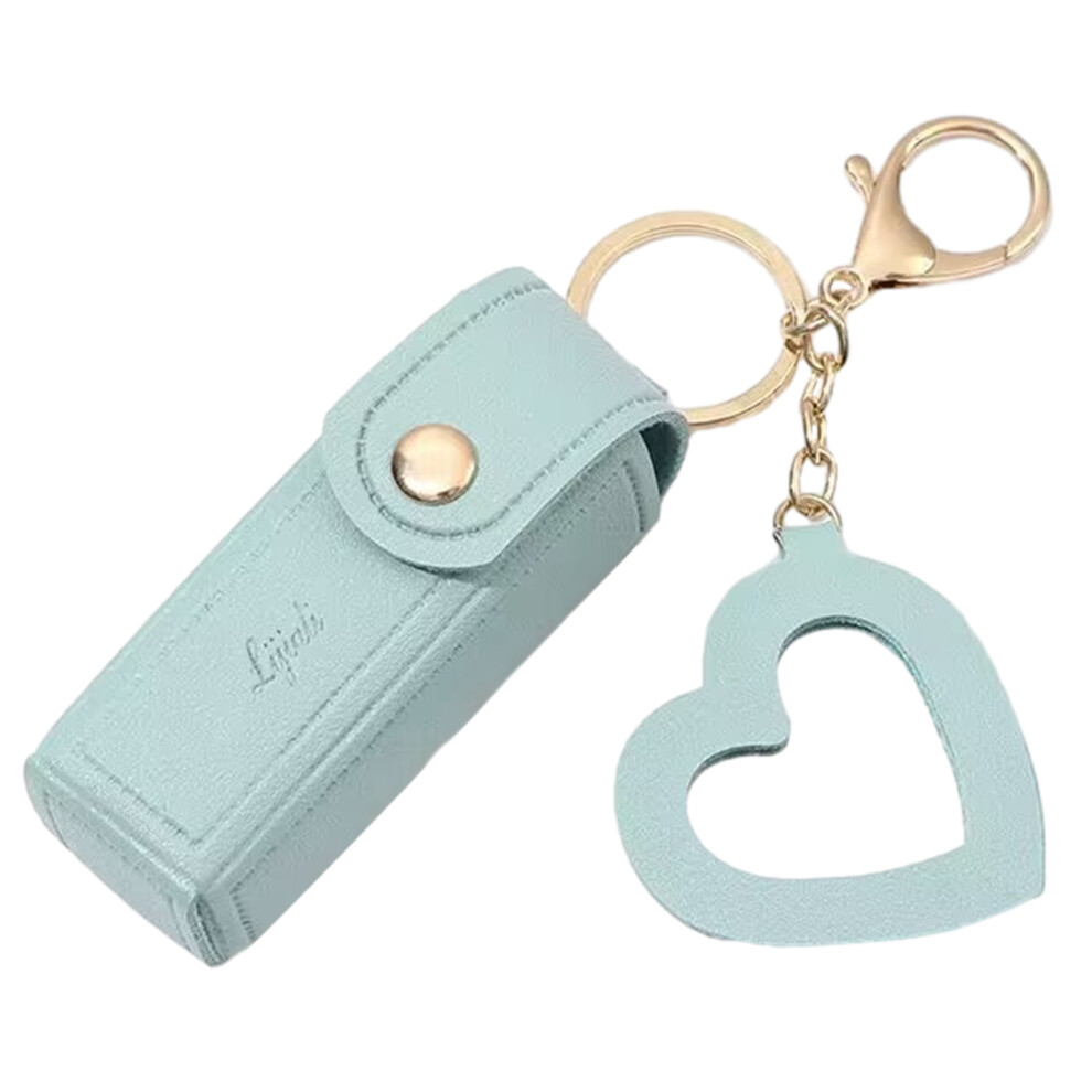 Blue Lipstick Keychain Leather Lipstick Bag