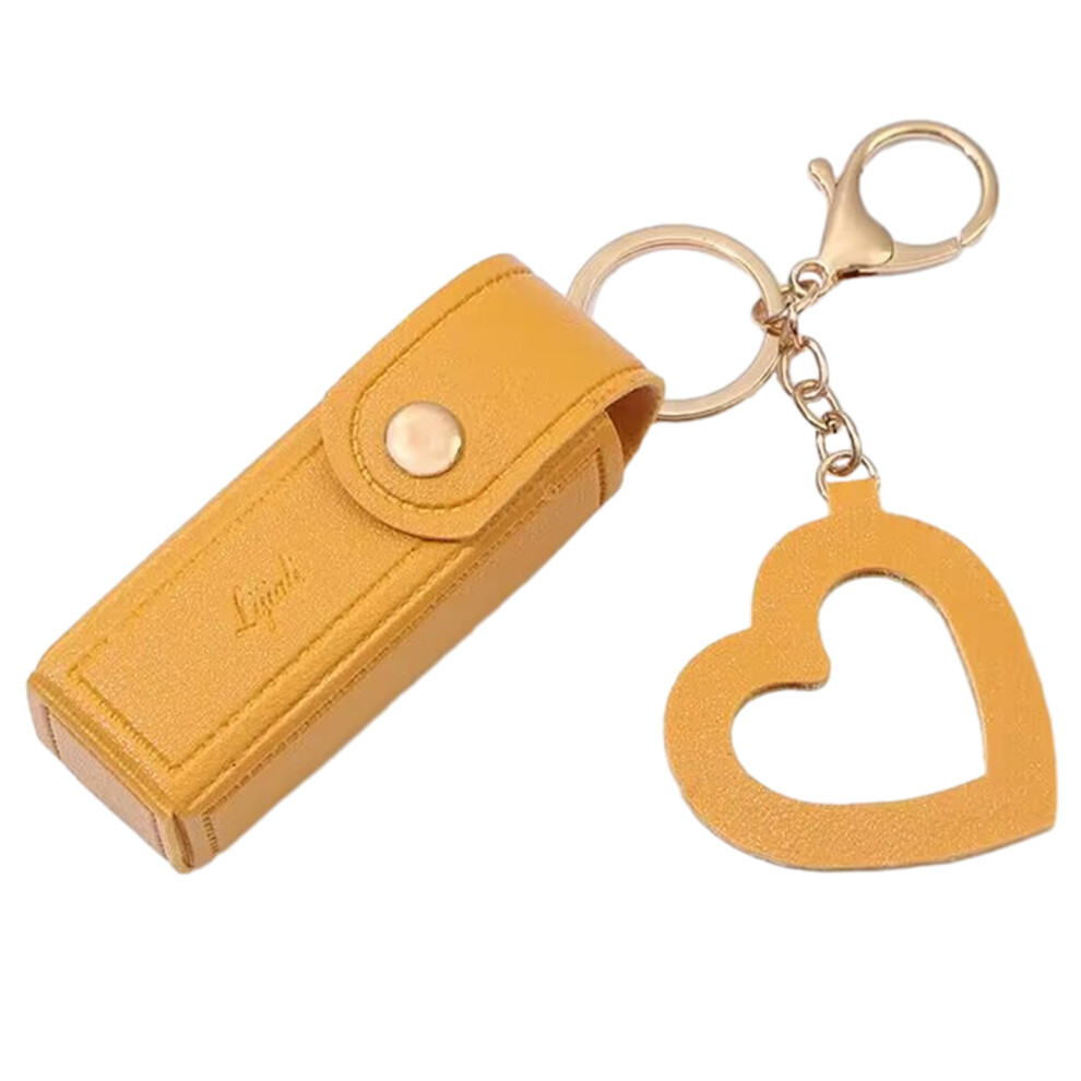 Yellow Lipstick Keychain Leather Lipstick Bag 7755310066576