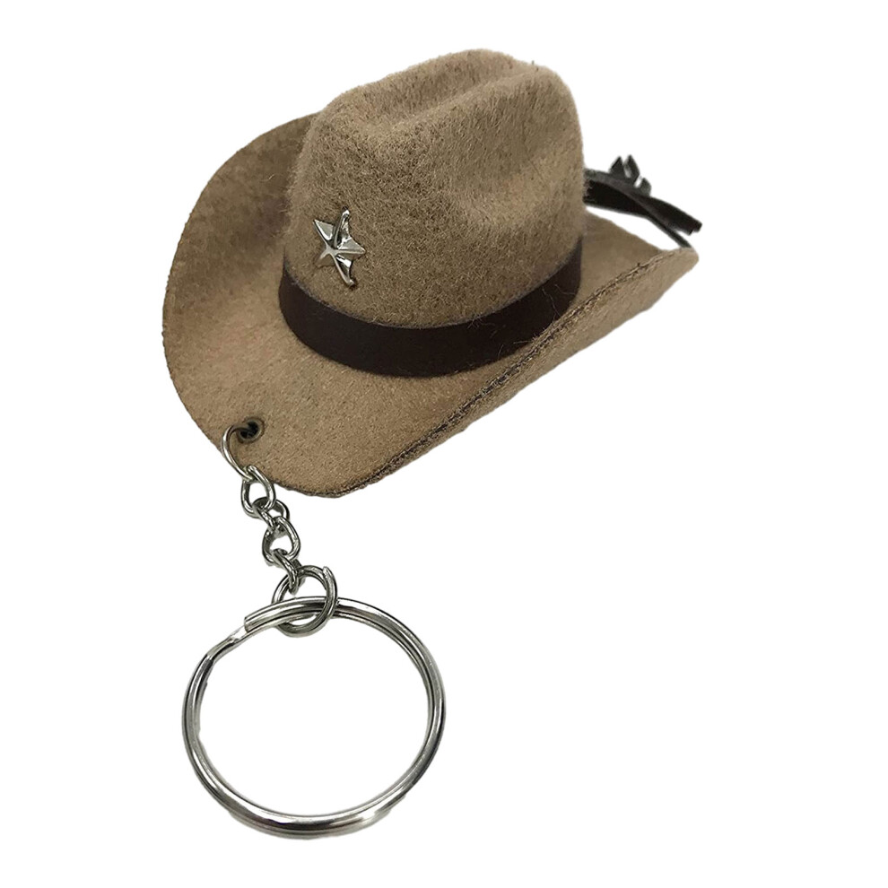 Khaki Stylish Western Cowboy Hat Keychain 7755300076394