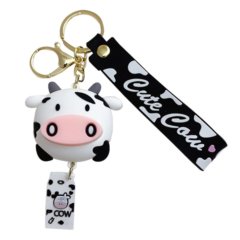 Black Hand-Making Cow Keychain Pvc Keys 7755300069488